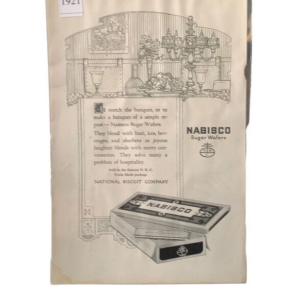 Vintage 1921 Nabisco Sugar Wafers National Biscuit Co Ad Advertisement - Picture 1 of 3